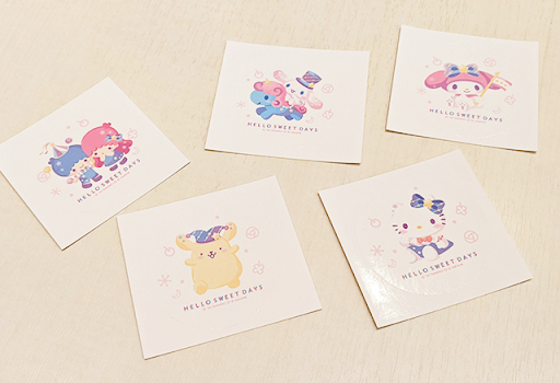Presenting a set of 5 small stickers